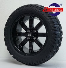 Golf Cart 15x7 Black Tempest Wheels And 23x10-15 Dot Gator At Tires