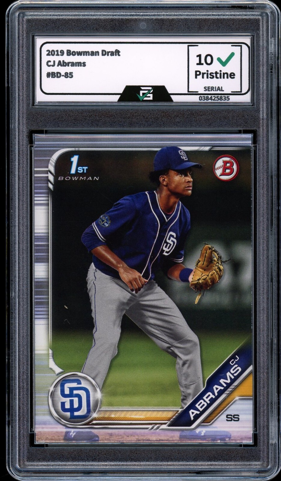 2019 Bowman Draft #BD-85 CJ Abrams GRADED 10 GEM Mint Rookie BOWMAN 1st