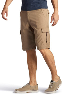 lee comfort stretch cargo shorts, large 