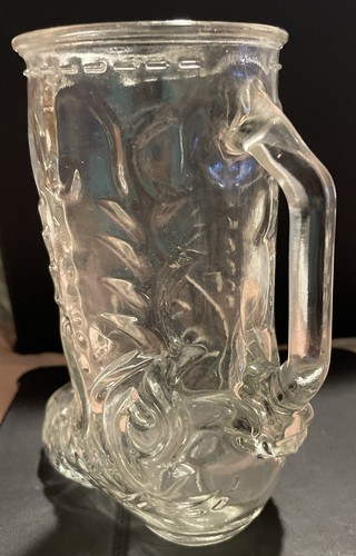 Libbey of Canada Embossed Glass Cowboy Boot Mug #7 Beer Glass 6.25” Tall Western - Picture 2 of 7