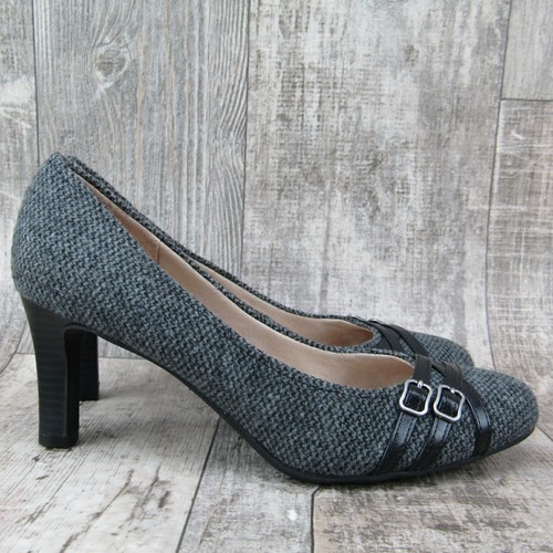 Life Stride Velocity Womens 10M Pump Heel Micky Tweed Fabric Black White 3 Inch - Picture 3 of 12