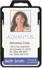 Secure-Two Card RFID Blocking Badge, Horizontal/Vertical, Black 3.68" X 2.38" Ho