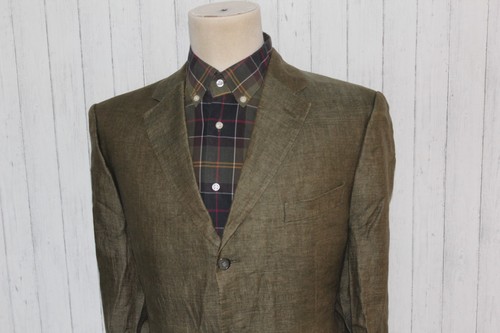 Men's Burberry Linen Khaki Blazer Jacket Size M/L - Picture 6 of 13