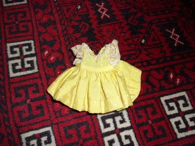 1950's Cosmopolitan Ginger Dress, yellow, white dots, 4 vintage 8'' dolls