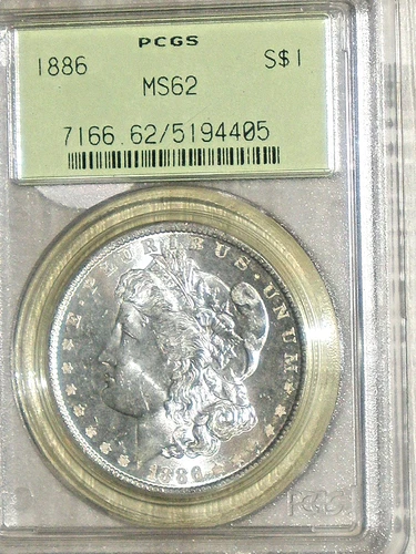 1886-P Morgan Silver Dollar $1 90% Silver PCGS MS62 BU/UNC Nice Coin