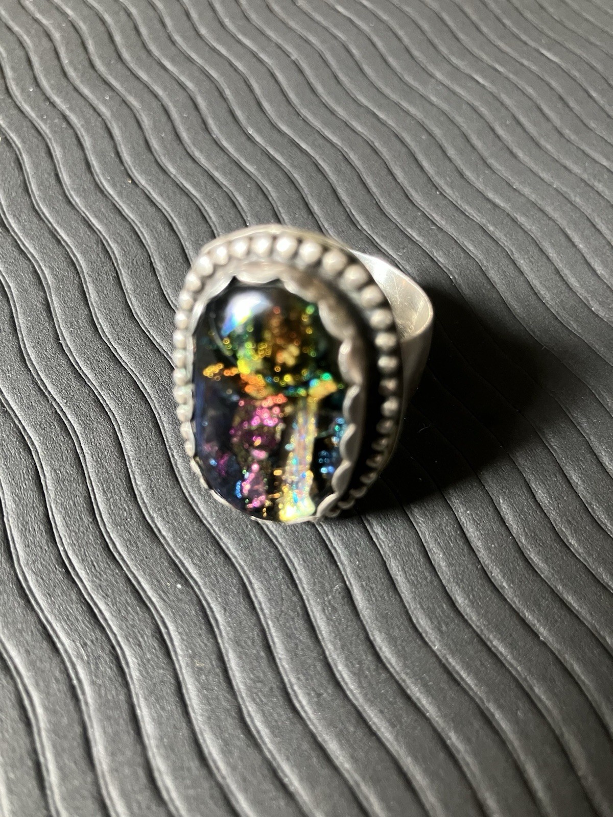 Sterling Silver Statement Ring Rainbow Fire Dichr… - image 17