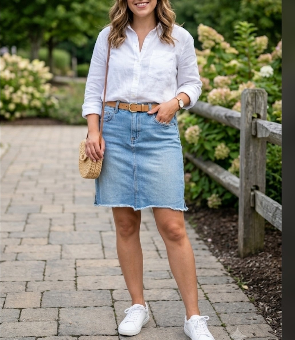 LOFT Women's Blue Denim Pencil Skirt Knee Length Size 10 Button Pockets