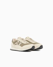 Armani Exchange Sneakers uomo beige logo bianco