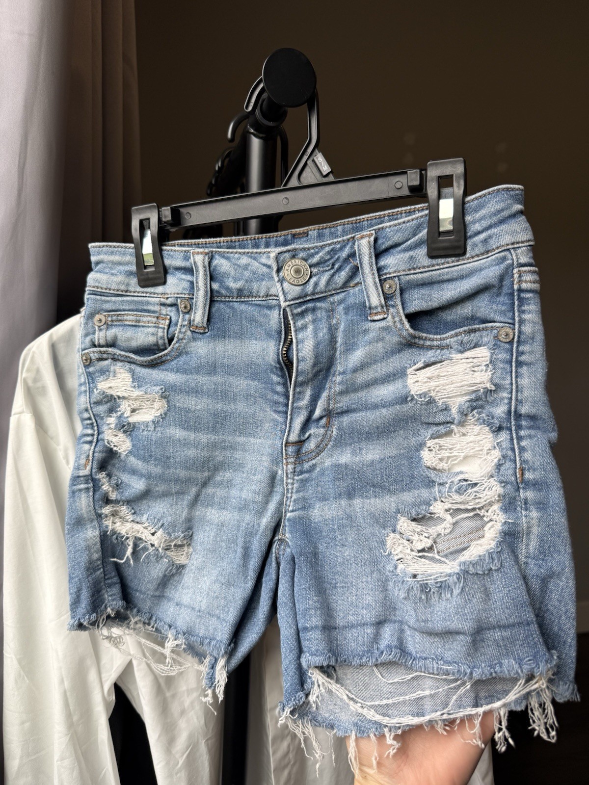 American Eagle Outfitters Hi-Rise Shortie Cut-Off Distressed