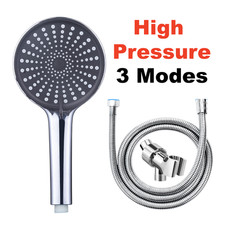 Handheld Shower Head 5FT Hose Kit 3Function High Pressure US Holder Modern Black