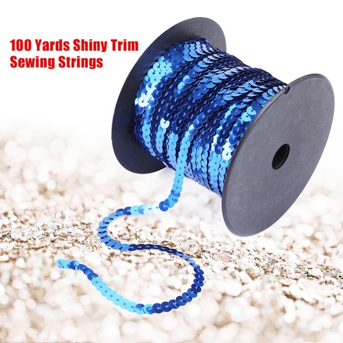 100 Yards 6mm Shiny Trim Sewing Strings Sequins Line Accessory Tools (Blue) For - Picture 2 of 9