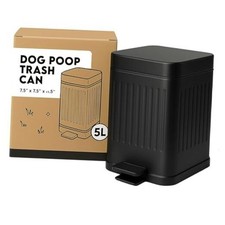 Small Dog Poop Trash Can Outside, 1.3 Gal Stainless Steel Dog Waste Matte Black