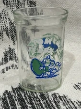 Vintage 90s Collectible Welch's Glass Jelly Glass Cup Tom and Jerry Football
