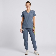 Mandala scrub set sz M gray nurse workwear EUC medical professional lightweight