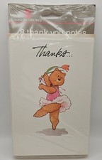 Vintage American Greetings Thank You Cards 8 Count Ballerina Bear Made in USA