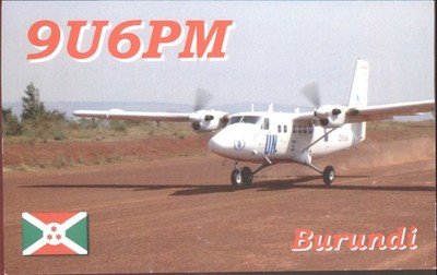 Amateurfunk QSL/QSO 9U6PM G3YEU Burundi 2004 UN Flugzeug 15m CW