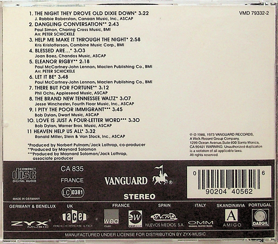 Joan Baez -Hits / Greatest & Others CD -NEW (Inc: Beatles/Bob Dylan Covers) - Image 2 of 2