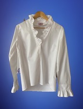 Umani Damen Bluse, Langarm, Größe 40, Weiß
