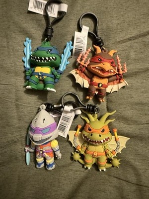 TMNT Godzilla Lot Leonardo Michelangelo Raphael Donatello 4 Turtle Bag Clip Set