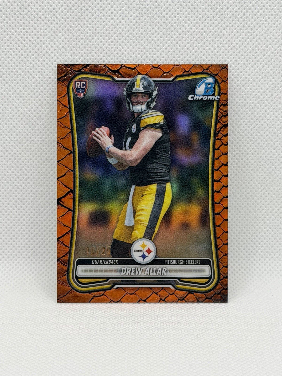 2026 Bowman Chrome Football Drew Allar RC Rookie Orange Reptilian Refractor /25