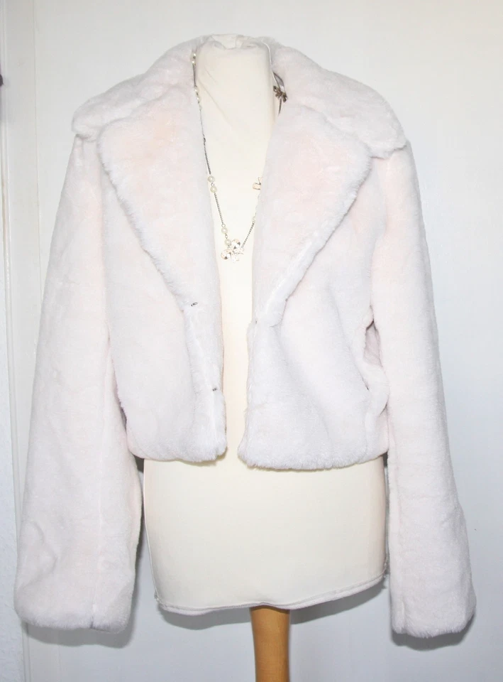 Damen Pelz Optik Abend Braut kurze Jacke mit Kragen s m l xl - Bild 2 von 4