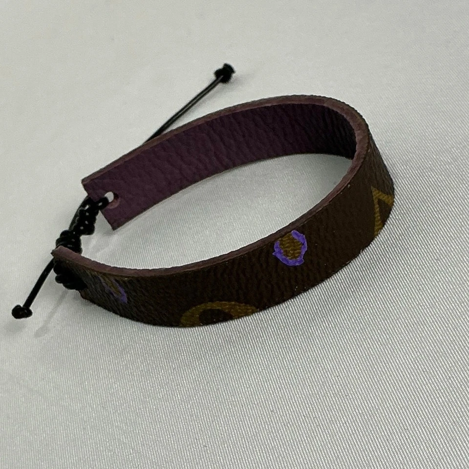 Pulsera Louis Vuitton Monograma Lona Deslizable Cuero Morado Oscuro Foto 2 de 4
