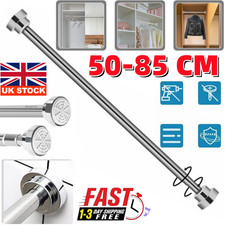 Telescopic HangingPole Clothes Hanger Rod Wardrobe Clothing Bar Garment Holder