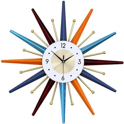 ''22'''' Mid Century Modern Silent Wall Clock - Colorful Starburst Design Decor''