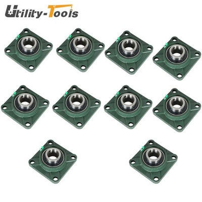 10 Pack UCF208-24 Pillow Block Flange Bearing 1-1/2'' Bore 4 Bolt Solid Base