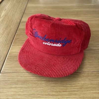 Vintage 80s Breckenridge Ski Resort Hat Snap Back Embroidered Corduroy Colorado