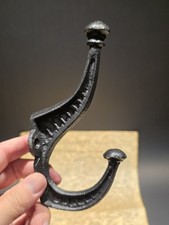 Vintage Style Black Cast Iron Wall Hook Hat  Coat Hanger