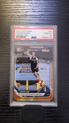 Topps 2025 Topps Now Cooper Flagg #60 Orange Foil RC /25 PSA 10