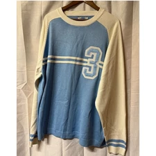 Bare Fox Sport 2XL Sweater Blue Cream Number 3 Knit Collegiate Pullover