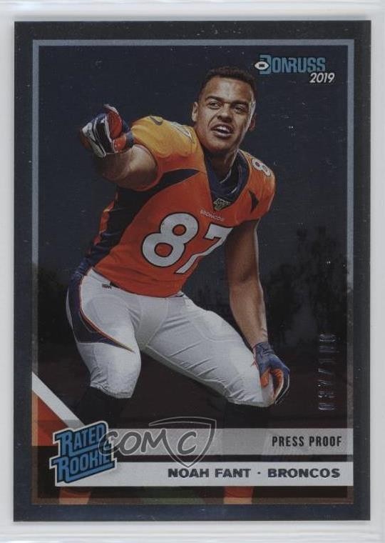 2019 Panini Donruss Rated Rookie Press Proof Silver 37/100 Noah Fant #320 g2u