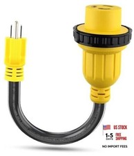 30 Amp to 15 Amp RV Adapter Cord 18 Inch, NEMA 5-15P Male to 15M/30F With Lock
