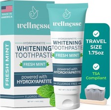 Wellnesse Hydroxyapatite Toothpaste Fluoride Free Whitening Mint Mini 1.75oz