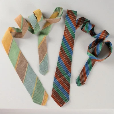 Vintage Missoni Krawatten Leinen Streifen Italien 80er-90er Jahre Originell - Bild 1 von 4