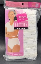 Package of 6 White Vintage HANES HER WAY Cotton Briefs Size 7 Large 2003 New NOS