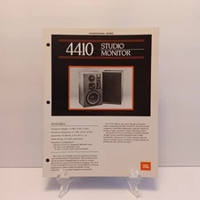 JBL 4410 Studio Monitor Professional Series Brochure 1986