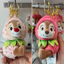Disney Parks Chip 'n' Dale Strawberry Plush Keychain Disneyland Japan 2025