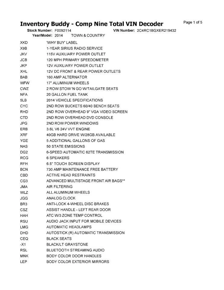 Chrysler Town & Country 2014 caja purificadora de aire tracción delantera 3,60 L usada 3615741 Foto 4 de 4