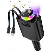 Starlight Retractable Car Charger with Aromatherapy, 5 in 1 Fast Charging Black