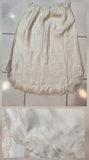 Vntg Barbizon Ivory 1/2 Slip szLg see photos measurements Lace Hem Embroidered