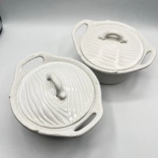 Temptations 16 oz casserole 4 Pc Oval Baker dish & lid Set White Woodland Rare