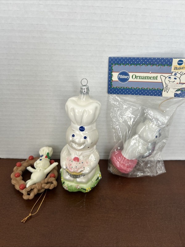 Pillsbury Dough Boy Ornament Lot With 2 Glass Kurt S Adler