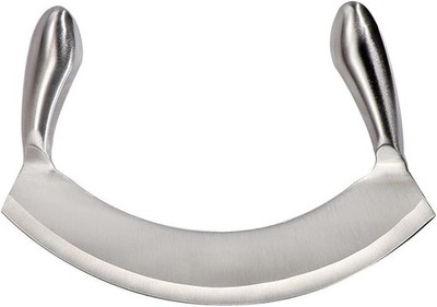 8.7''Stainless Steel Mezzaluna Knife-Salad Chopper Rocker Pizza Rocker Knife