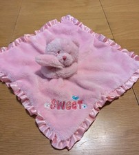 Gerber Lovey Security Blanket Pink Bear SWEET Hearts Flowers Silky Back  Trim