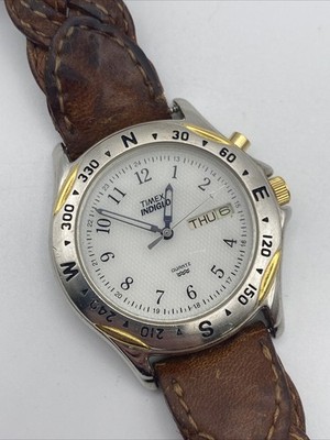 Vintage 1990 s Timex 34mm Mens Quarts Field Military Compass Watch INDIGLO