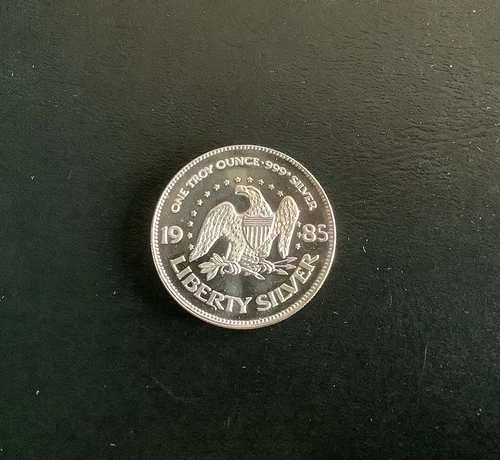 1985 Amark Mint Eagle Liberty Bell A-Mark Vtg Bullion-0.999 Silver 1 Oz Art Coin