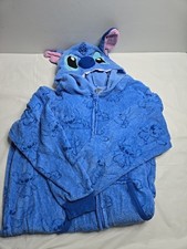 Disney Lilo  Stitch Sleepwear One Piece Adult Costume Pajamas Plush Hood Sz M